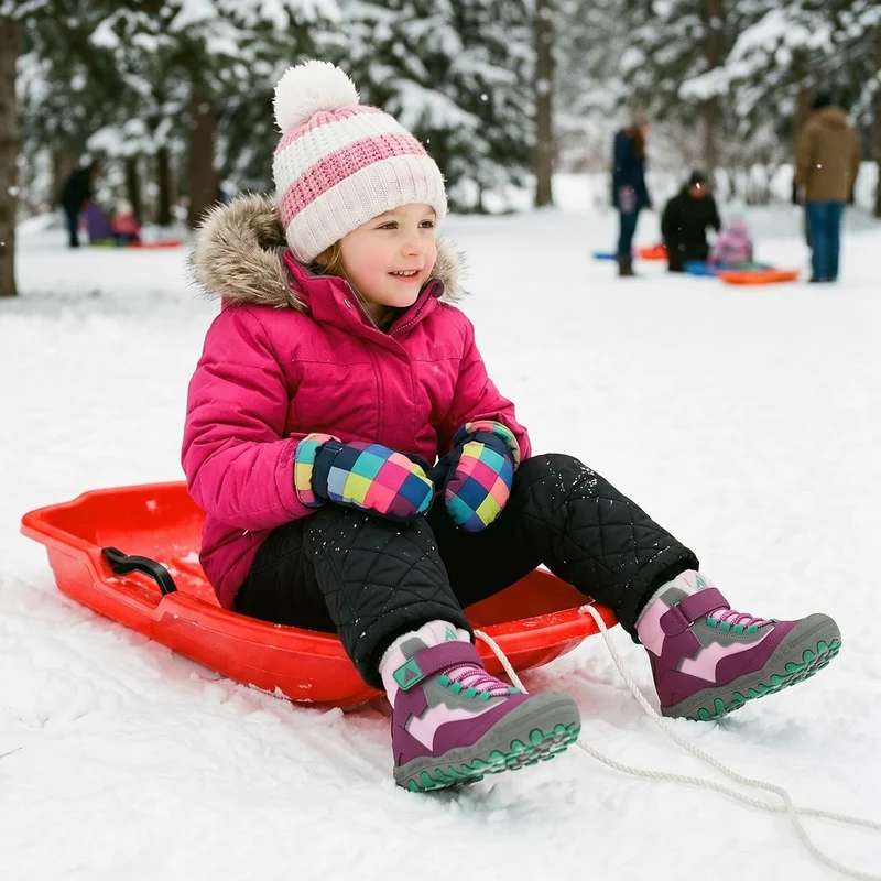 Mishansha Kinder Winterschuhe Gefüttert Winterstiefel für Jungen Mädchen Gr.24-38 26 EU Violett, 26
