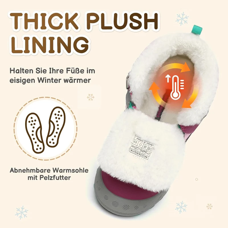 Mishansha Kinder Winterschuhe Gefüttert Winterstiefel für Jungen Mädchen Gr.24-38 26 EU Violett, 26