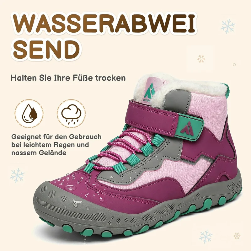 Mishansha Kinder Winterschuhe Gefüttert Winterstiefel für Jungen Mädchen Gr.24-38 26 EU Violett, 26