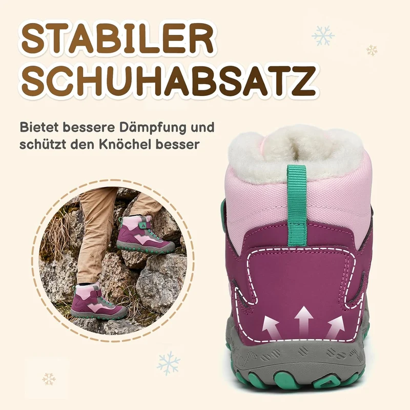 Mishansha Kinder Winterschuhe Gefüttert Winterstiefel für Jungen Mädchen Gr.24-38 26 EU Violett, 26
