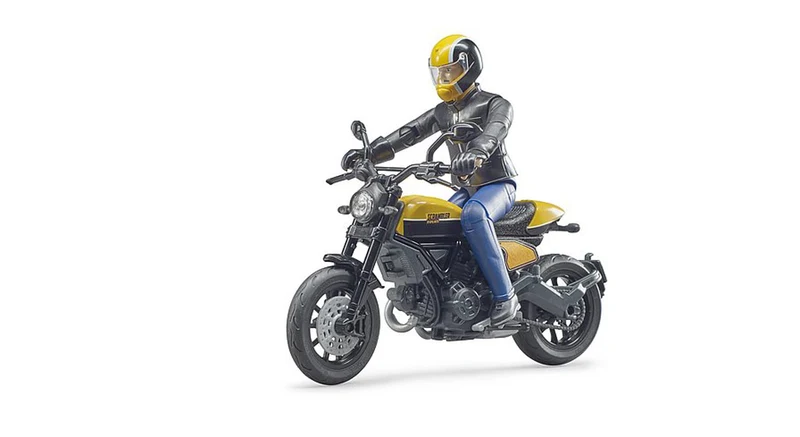 bruder 63053 - Scrambler Ducati Full Throttle, Motorrad und Fahrer - 1:16 Motorrad, Spielzeugfigur,