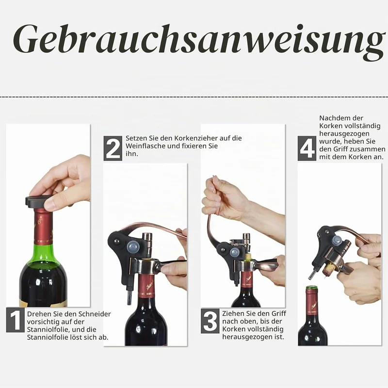 HOMCENT Weinflaschenöffner,Professioneller Korkenzieher Weinöffner, Manueller Handhebel, Korkenziehe