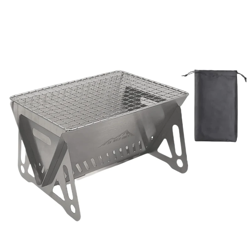 SK Wild Ones® Faltbarer Barbecue Camping Grill mit Tragetasche - holzkohlegrill edelstahl - Portable