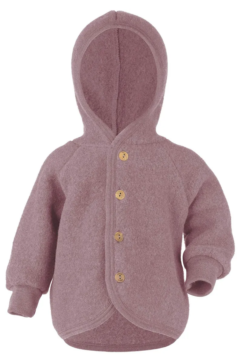 Engel Baby Jacke mit Kapuze Wollfleece 50-56 Rosenholz Melange, 50-56 Rosenholz Melange