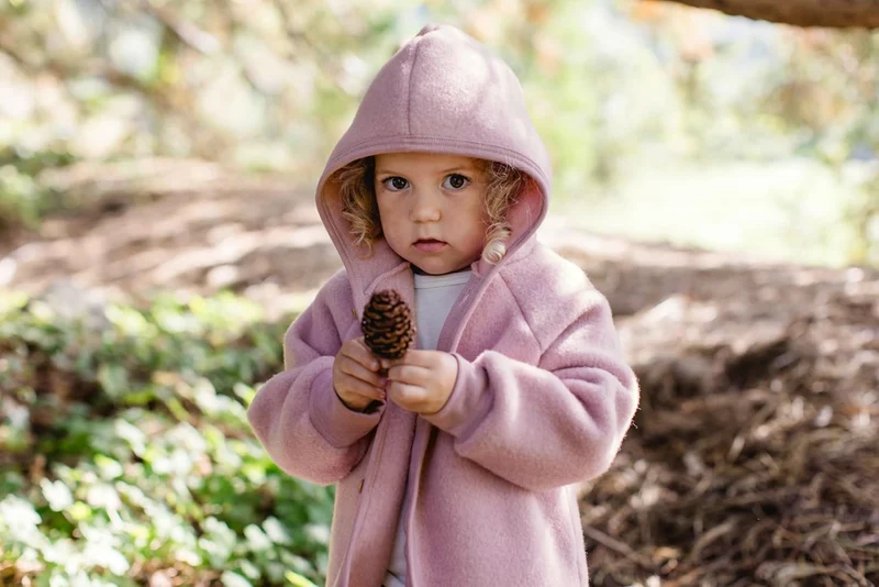 Engel Baby Jacke mit Kapuze Wollfleece 50-56 Rosenholz Melange, 50-56 Rosenholz Melange
