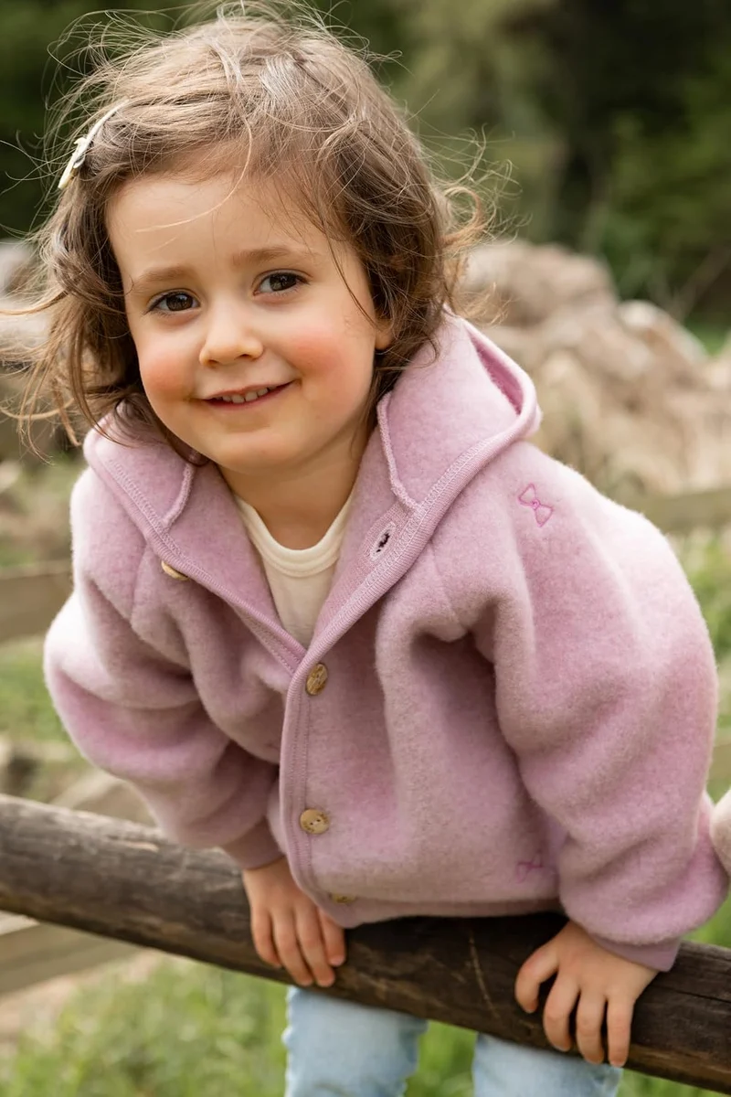 Engel Baby Jacke mit Kapuze Wollfleece 50-56 Rosenholz Melange, 50-56 Rosenholz Melange