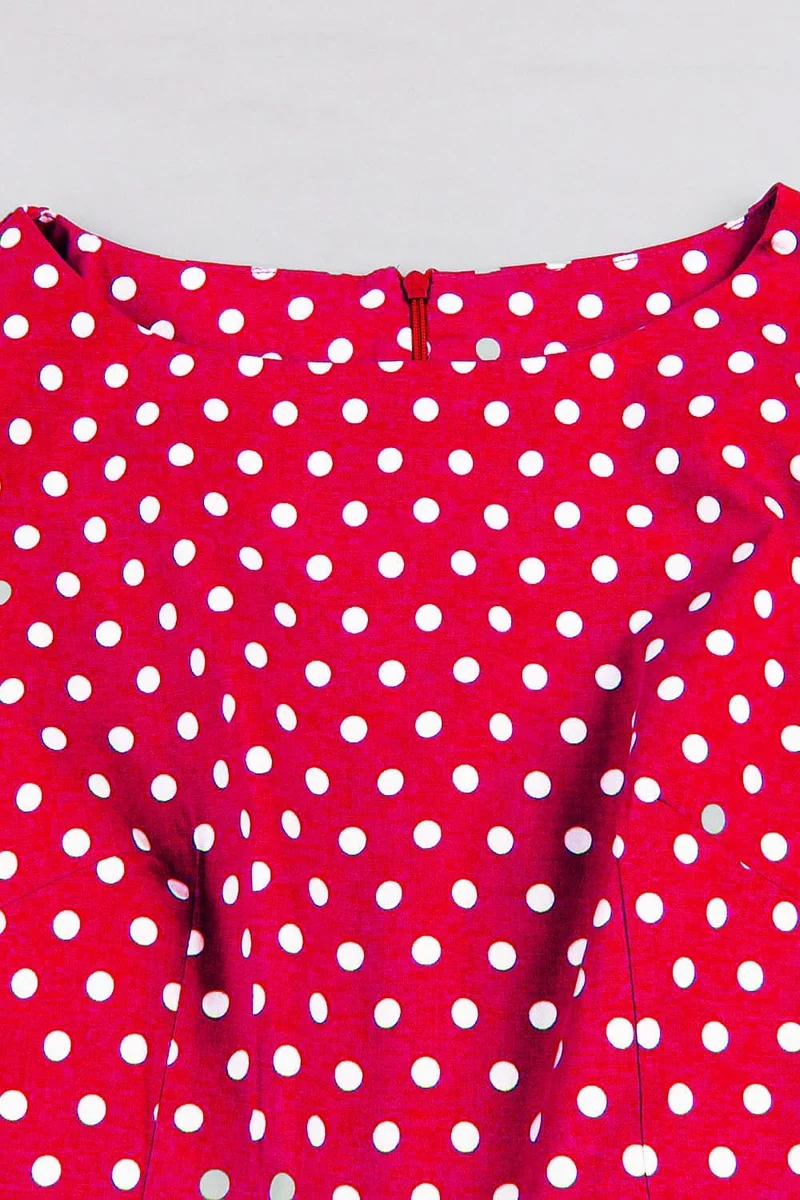 AXOE Damen Rockabilly Kleider 50er Jahre Baumwolle Gürtel S Rot Gepunkte, S Rot Gepunkte