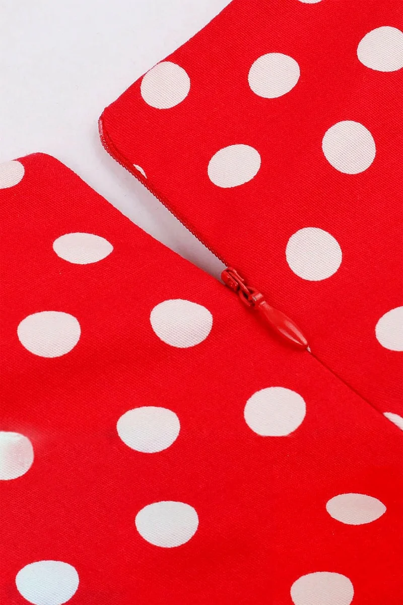 AXOE Damen Rockabilly Kleider 50er Jahre Baumwolle Gürtel S Rot Gepunkte, S Rot Gepunkte