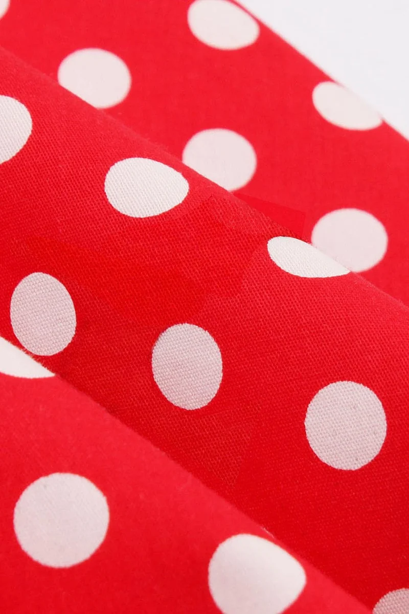 AXOE Damen Rockabilly Kleider 50er Jahre Baumwolle Gürtel S Rot Gepunkte, S Rot Gepunkte