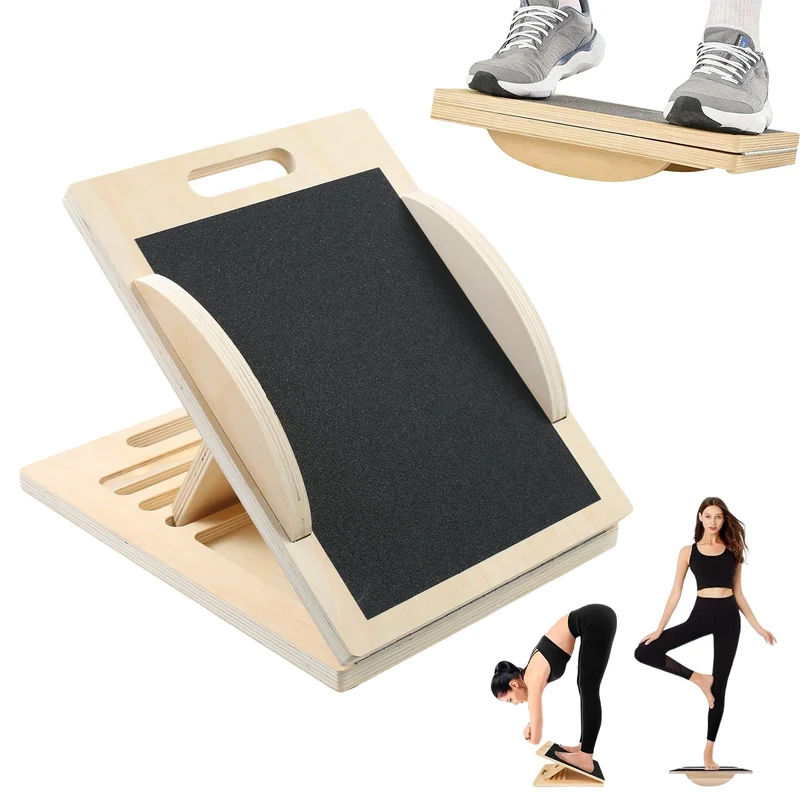 2-in-1 Wadendehner Schrägbrett & Balance Board aus Holz, Verstellbares Neigungsbrett Gleichgewichtsb