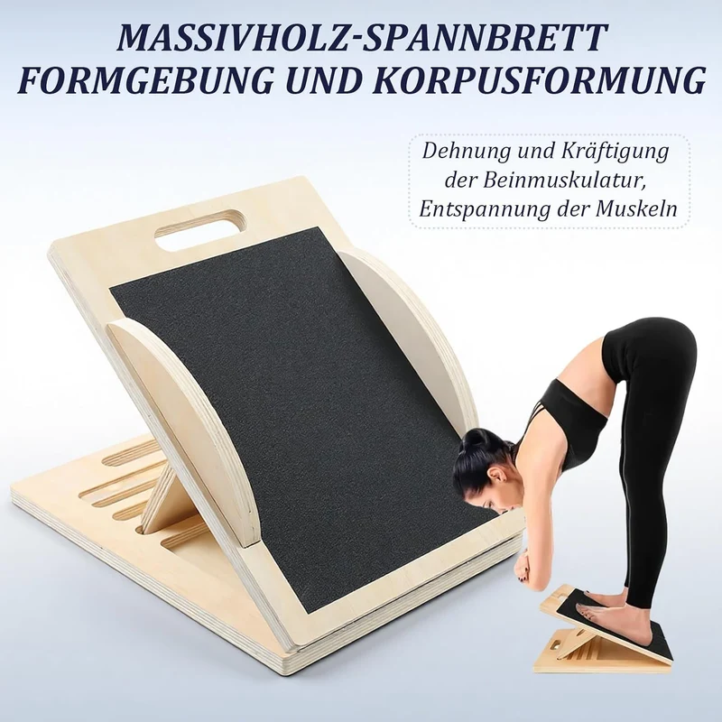2-in-1 Wadendehner Schrägbrett & Balance Board aus Holz, Verstellbares Neigungsbrett Gleichgewichtsb