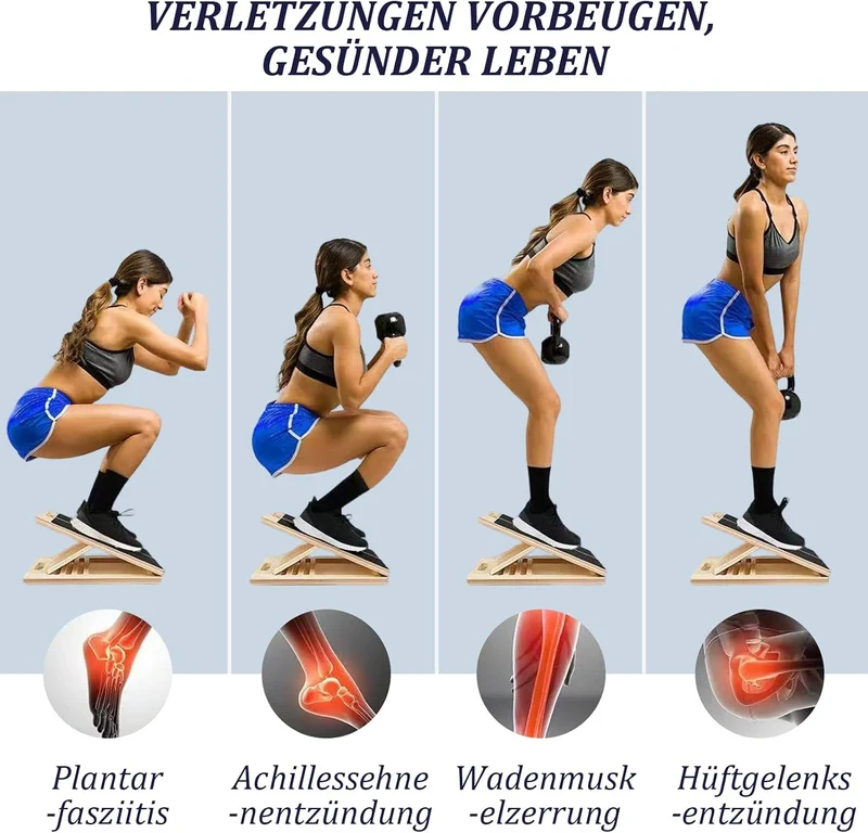 2-in-1 Wadendehner Schrägbrett & Balance Board aus Holz, Verstellbares Neigungsbrett Gleichgewichtsb