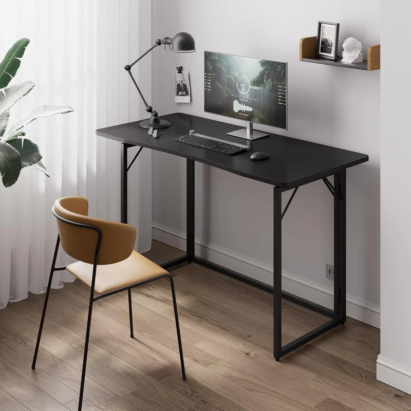 JOYMOOP Klapptisch, Schwarz, 120 cm, Keine Montage, Kleiner Faltbarer Schreibtisch für Zuhause, Büro