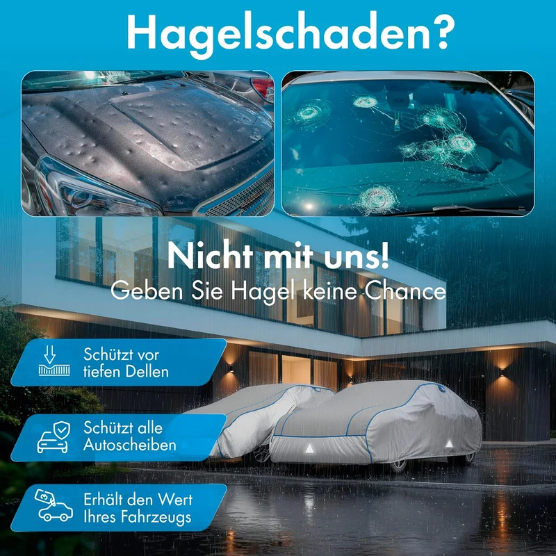 WALSER Hagelschutz Abdeckplane Auto, Hagelschutzplane Auto, Wasserabweisende Autoabdeckung, Outdoor