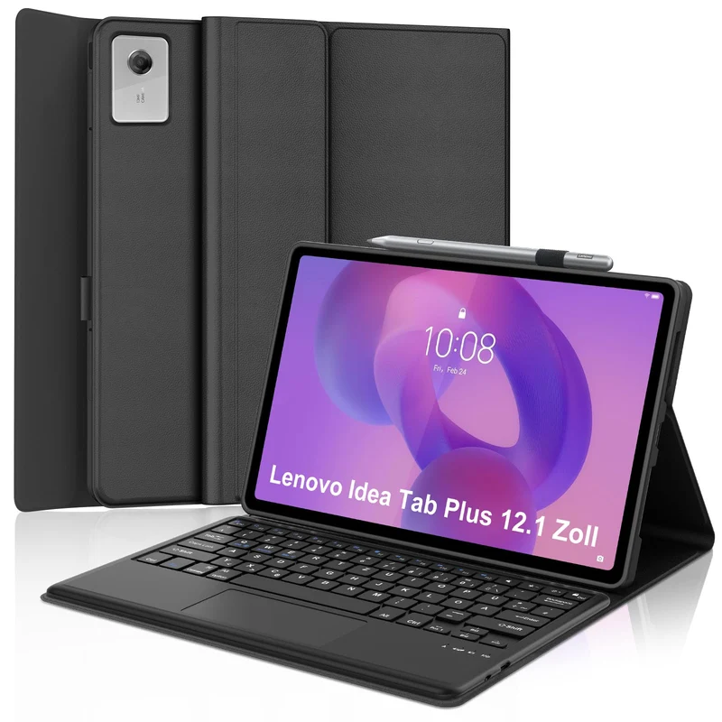 Tastatur für Lenovo Idea Tab Plus 12,1 Zoll TB361ZU/TB361FU, Schwarz | Hülle mit Tastatur für Lenovo