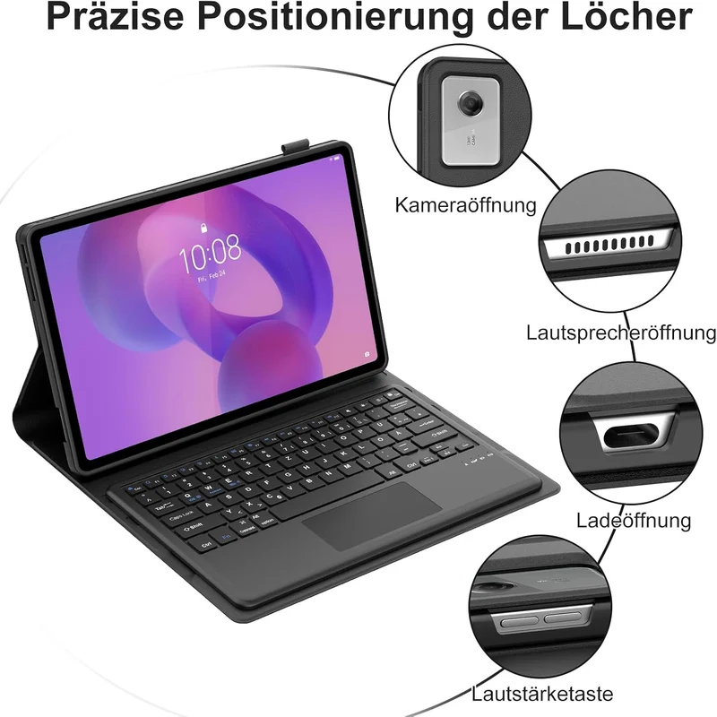 Tastatur für Lenovo Idea Tab Plus 12,1 Zoll TB361ZU/TB361FU, Schwarz | Hülle mit Tastatur für Lenovo