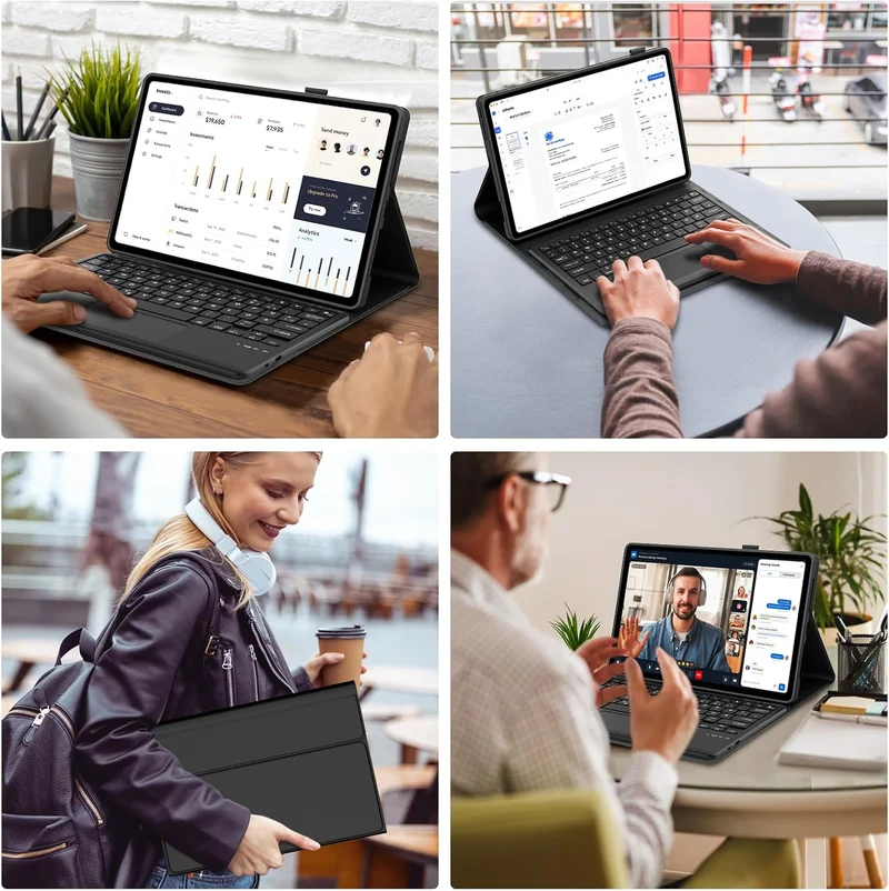 Tastatur für Lenovo Idea Tab Plus 12,1 Zoll TB361ZU/TB361FU, Schwarz | Hülle mit Tastatur für Lenovo