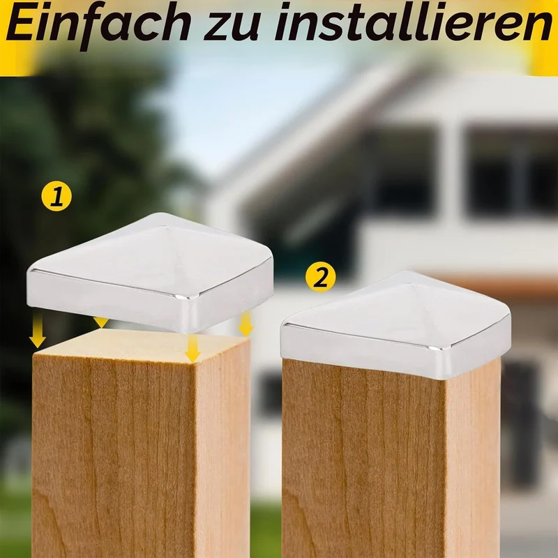 10 Stück Pfostenkappen 8x8cm, Zaunpfosten Kappen für Holzpfosten, Abdeckkappen für Zaunpfosten, Pfos