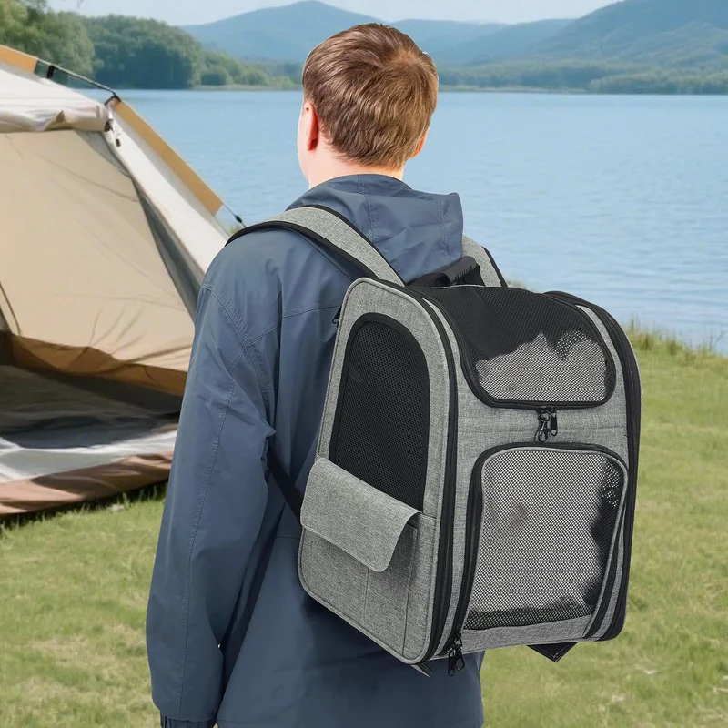 Katzenrucksack Hunderucksack mit Trolley, 2 in 1 Erweiterbar Haustier-Trolley-Rucksack mit Rädern, T
