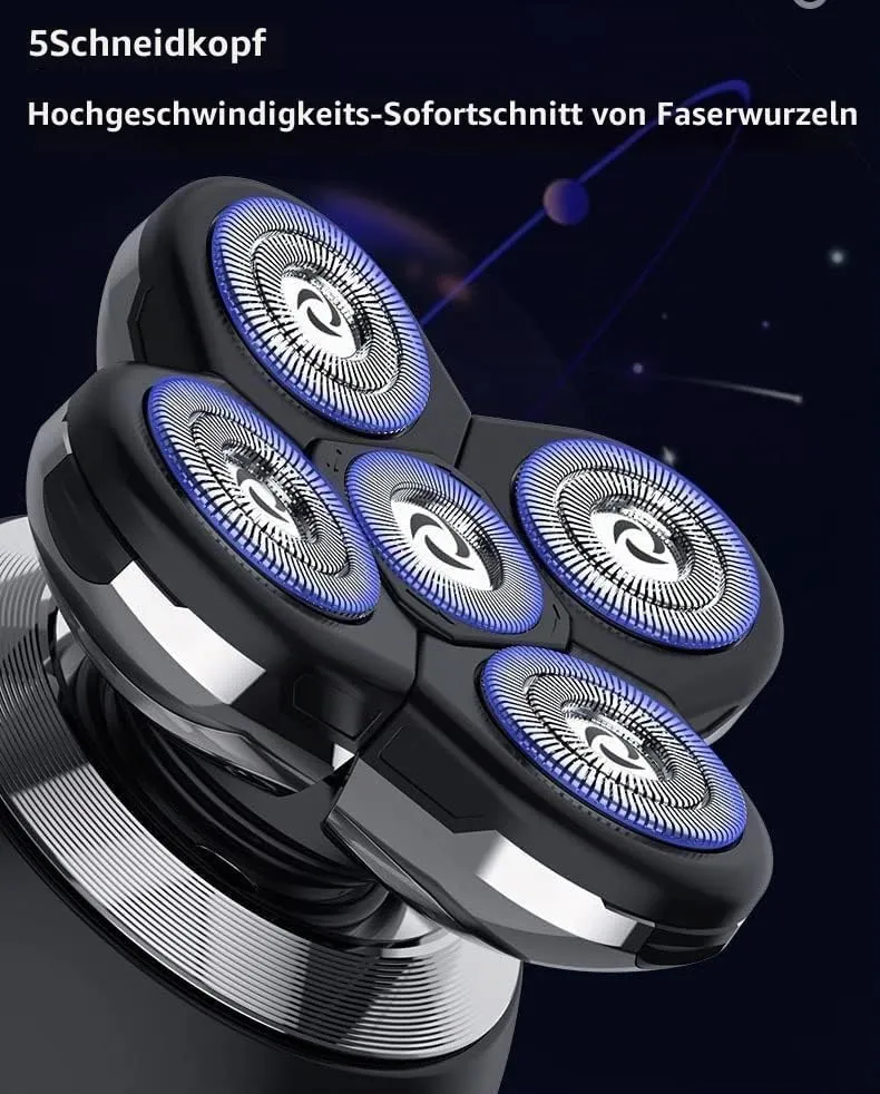 Glatzen Rasierer Herren Elektrisch, 5-in-1 Kopfrasierer Glatze Herren, 5D Magnetischer Elektrorasier