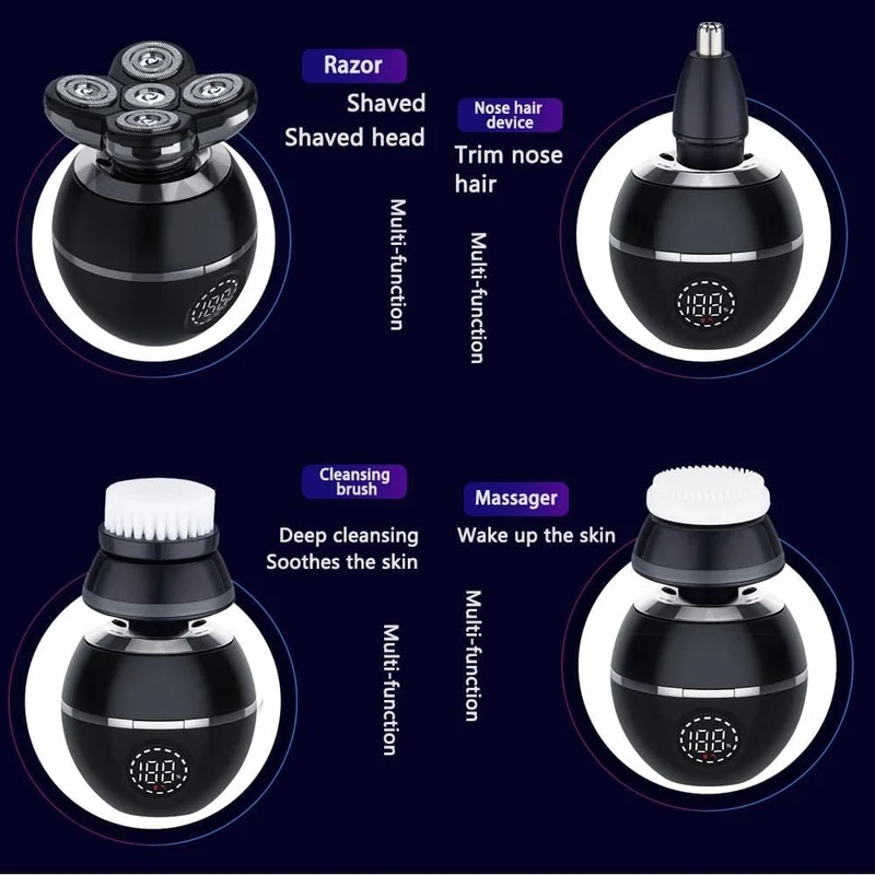 Glatzen Rasierer Herren Elektrisch, 5-in-1 Kopfrasierer Glatze Herren, 5D Magnetischer Elektrorasier