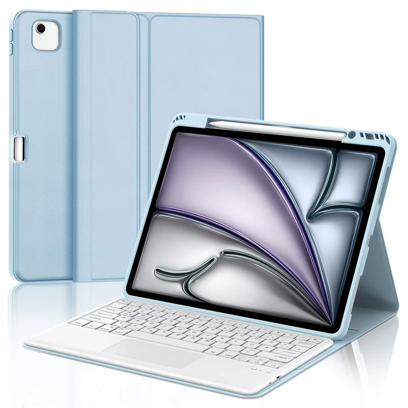 Tastatur für iPad Air 13 M4/M3/M2 (2026-2024) & iPad 12.9 Touchpad, Blau | Hülle Tastatur für iPad A