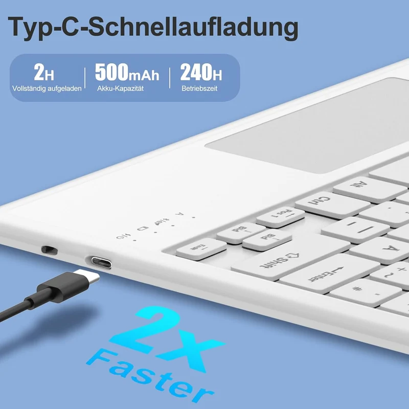 Tastatur für iPad Air 13 M4/M3/M2 (2026-2024) & iPad 12.9 Touchpad, Blau | Hülle Tastatur für iPad A