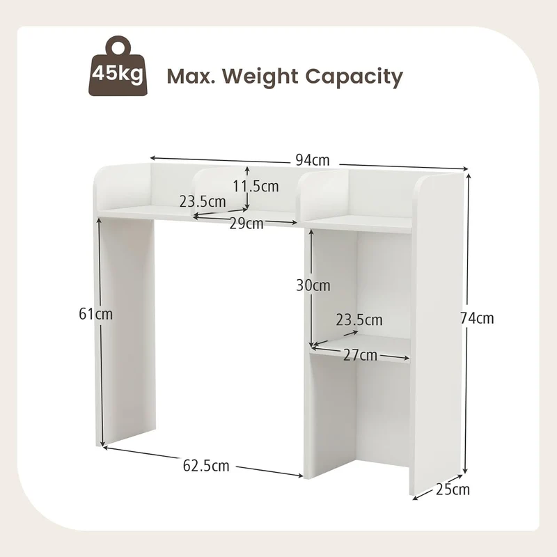 GIANTEX Schreibtisch Regal, Tischregal Kleines Regal mit 3 Ablagen & 2 offenen Fächern, Schreibtisch