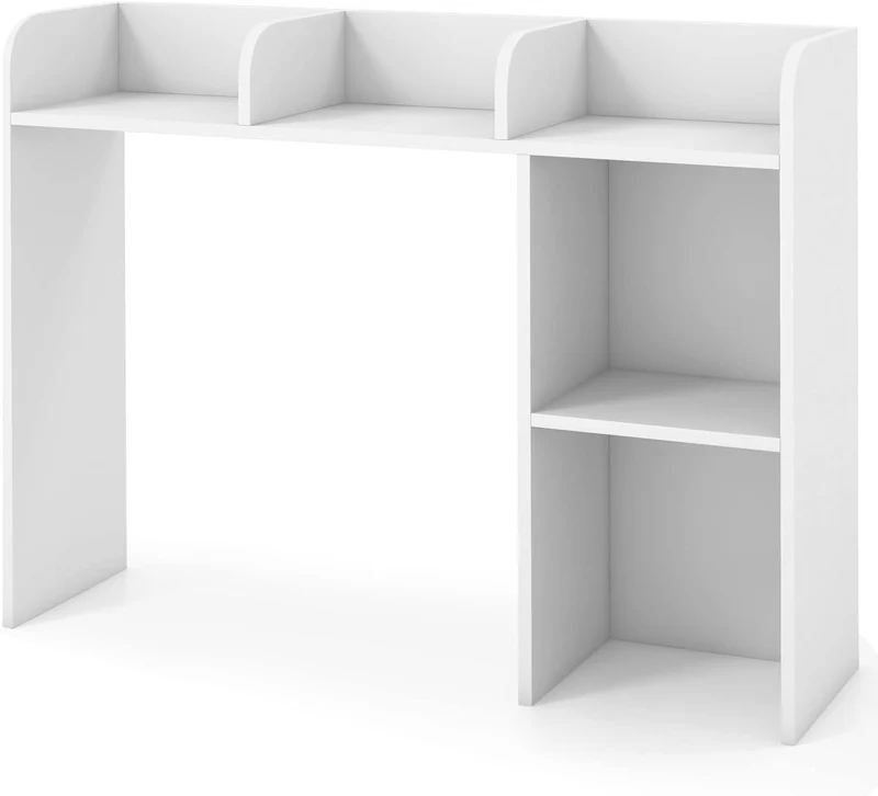 GIANTEX Schreibtisch Regal, Tischregal Kleines Regal mit 3 Ablagen & 2 offenen Fächern, Schreibtisch