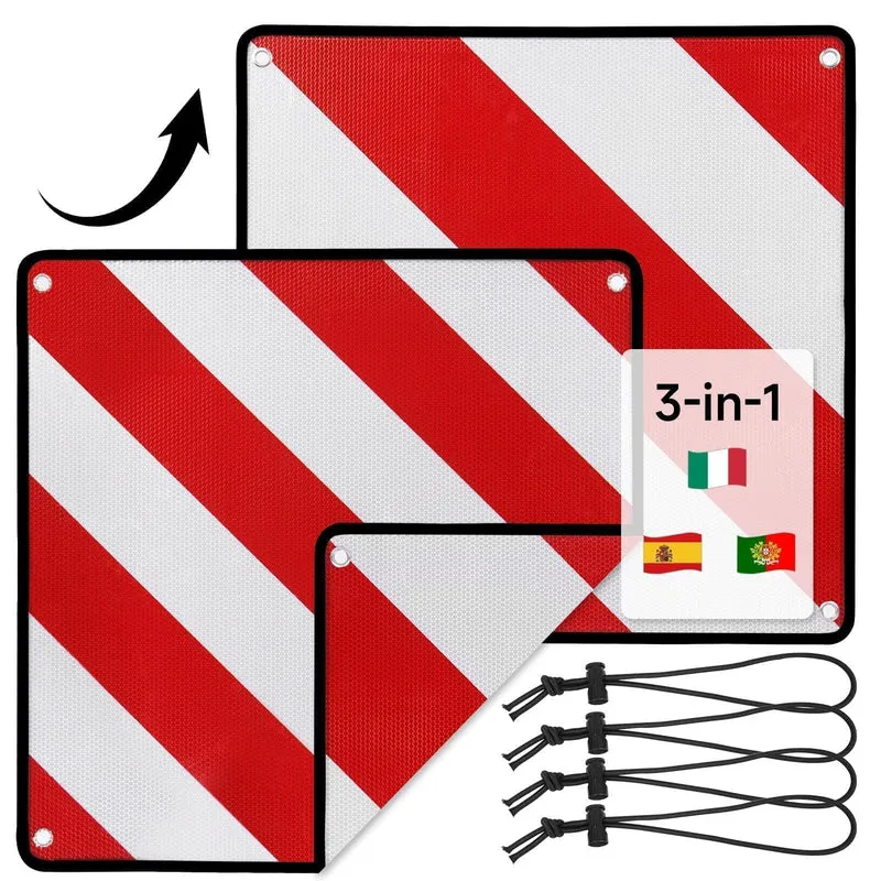 MIKKUPPA Warntafel Fahrradträger für Italien, Spanien & Portugal – ECE R70 geprüft-Reflektierendes W