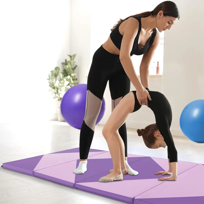 GOPLUS Turnmatte klappbar, 240×117×5cm Weichbodenmatte mit 2 Tragegriffen & Klettverschlüssen, Gymna