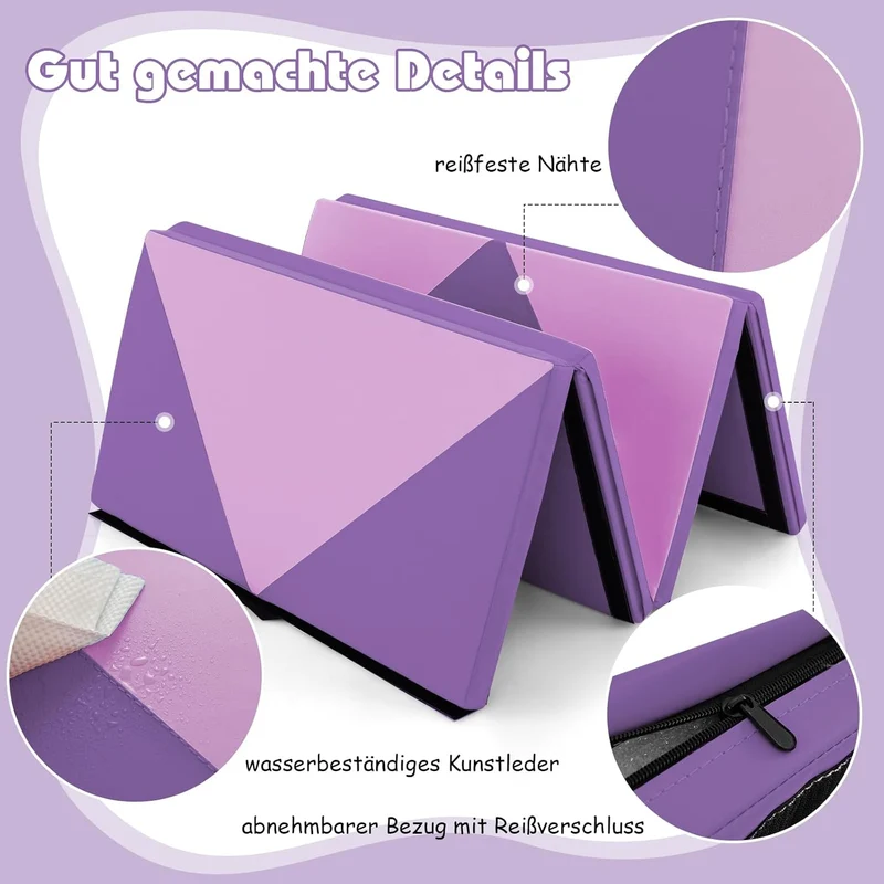 GOPLUS Turnmatte klappbar, 240×117×5cm Weichbodenmatte mit 2 Tragegriffen & Klettverschlüssen, Gymna