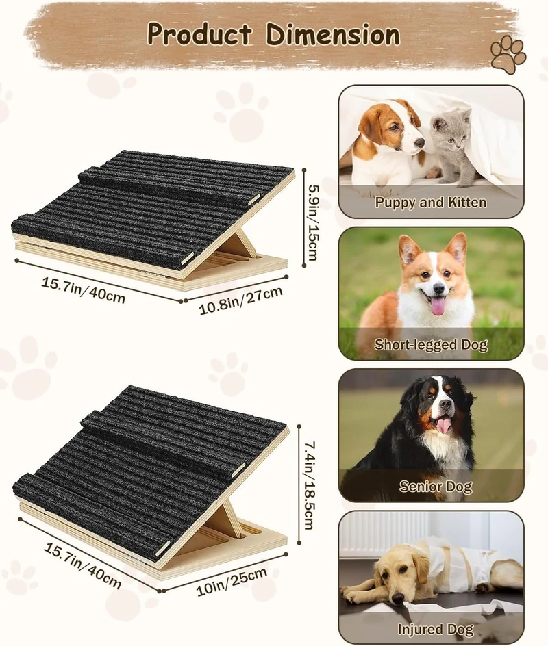 Okydoky Klappbare Hundetreppe Mit Block 40cm 2Packs für kleine/mittlere Hunde&Katzen DB-40cm-2p, DB-