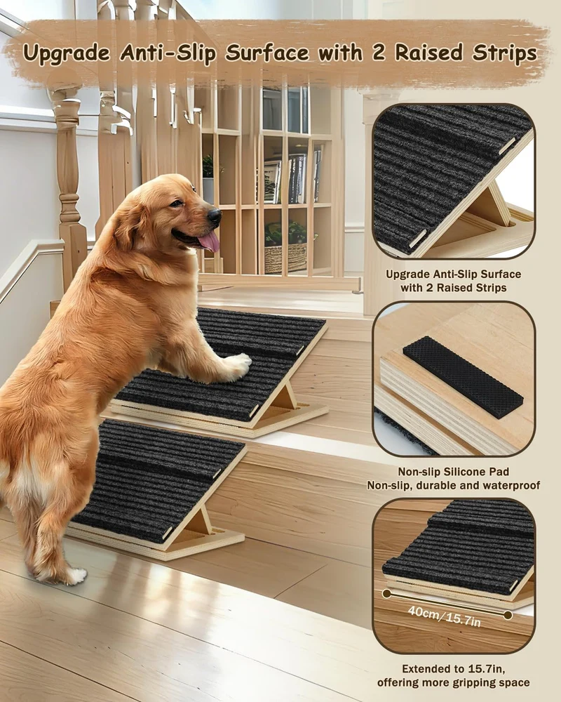 Okydoky Klappbare Hundetreppe Mit Block 40cm 2Packs für kleine/mittlere Hunde&Katzen DB-40cm-2p, DB-