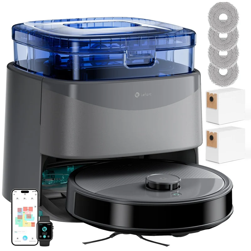 Lefant M3 Saugroboter und Bodenwischer mit Kartierung, Laser dToF 360°, 12000Pa, All-in-One-Station,
