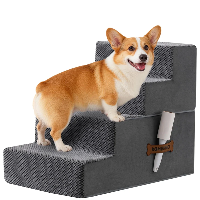 Hundetreppe & Rampe für hohes Bett & Sofa, 33-61 cm abnehmbare Haustiertreppe für kleine & mittlere