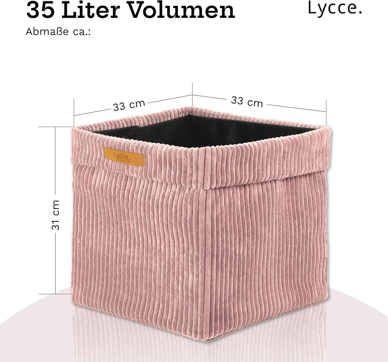 Lycce Kallax Boxen Cord 2er Set mit entfernbarem Cord-Bezug | p.rosa Powder Rosa 2er Set, Powder Ros
