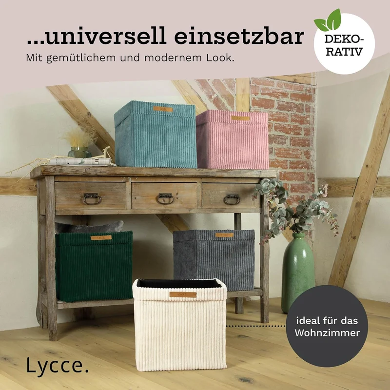 Lycce Kallax Boxen Cord 2er Set mit entfernbarem Cord-Bezug | p.rosa Powder Rosa 2er Set, Powder Ros