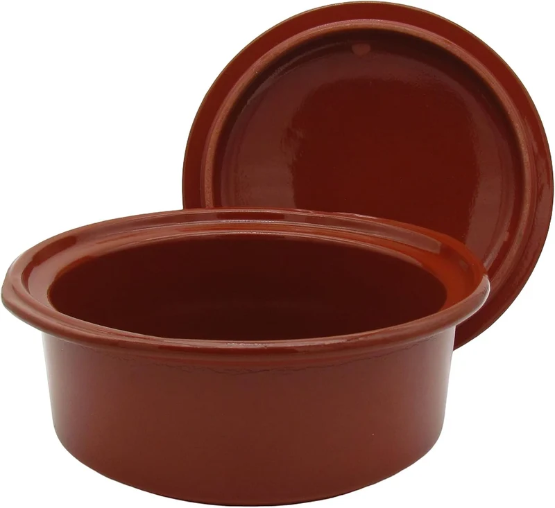 Ton-Cocotte mit Deckel 1,5 – 4,5 Liter - 4er Set – Glasierte Schmortopfe für Ceran, Gas, Ofen & Gril