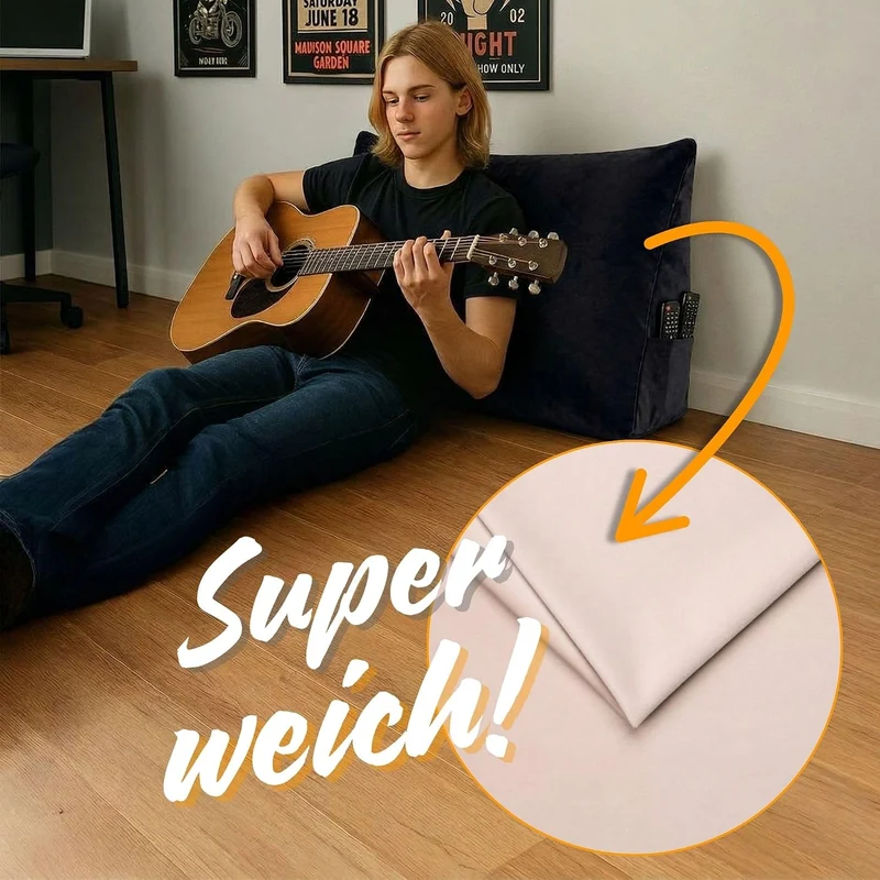 Keilkissen Rückenkissen für Bett und Sofa 70 cm breit - grosses Lesekissen Couchkissen Wandkissen –