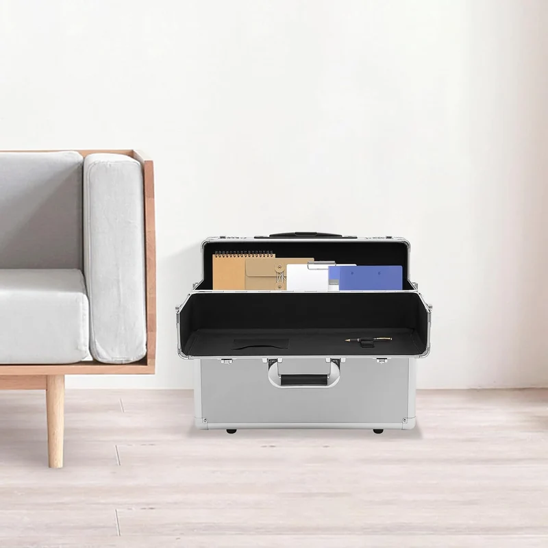 Pilotenkoffer 48,5×23×39 cmRollbarer Aktenkoffer mit Teleskopstange Rollen & Kombinationsschloss Sic