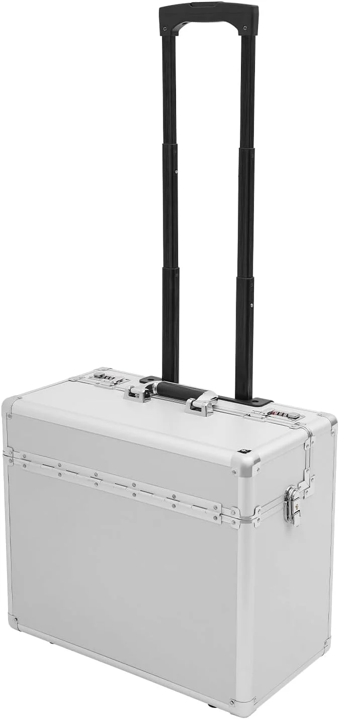 Pilotenkoffer 48,5×23×39 cmRollbarer Aktenkoffer mit Teleskopstange Rollen & Kombinationsschloss Sic
