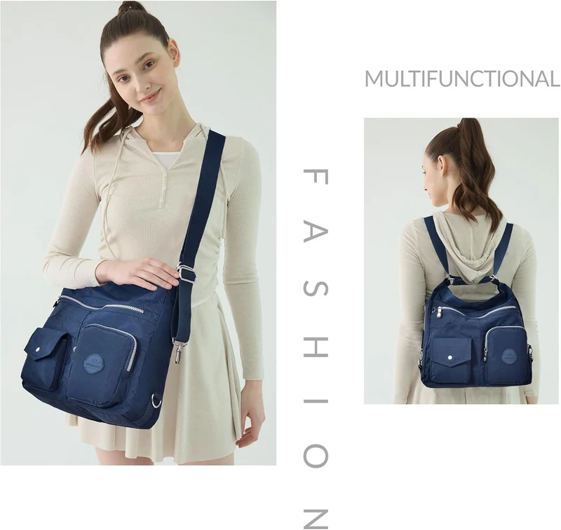 Multipurpose Hobo Purse for Women with Antitheft RFID, Waterproof Nylon Crossbody Bag Shoulder Handb