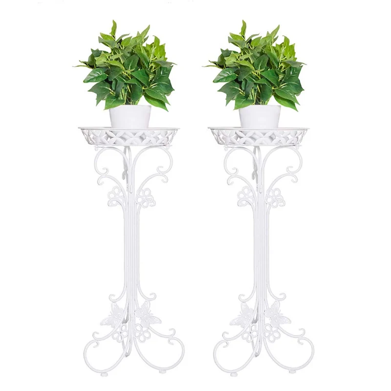 Blumenständer Schwarz,Pflanzenständer Weiss,blumenstand Metall, 2er Set - Pflanzenständer für Blumen