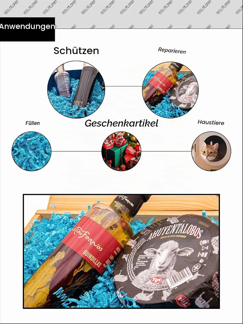 YOTEI SPIRIT® 1kg Geschreddertes Türkis Papier für Geschenkbox – Füllmaterial für Pakete, Körbe, Box