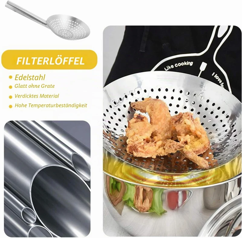 Housoutil Skimmer Küche Schaumlöffel Edelstahl Abseihlöffel Schaumkelle Ölfilter Löffel Schlitz Löff