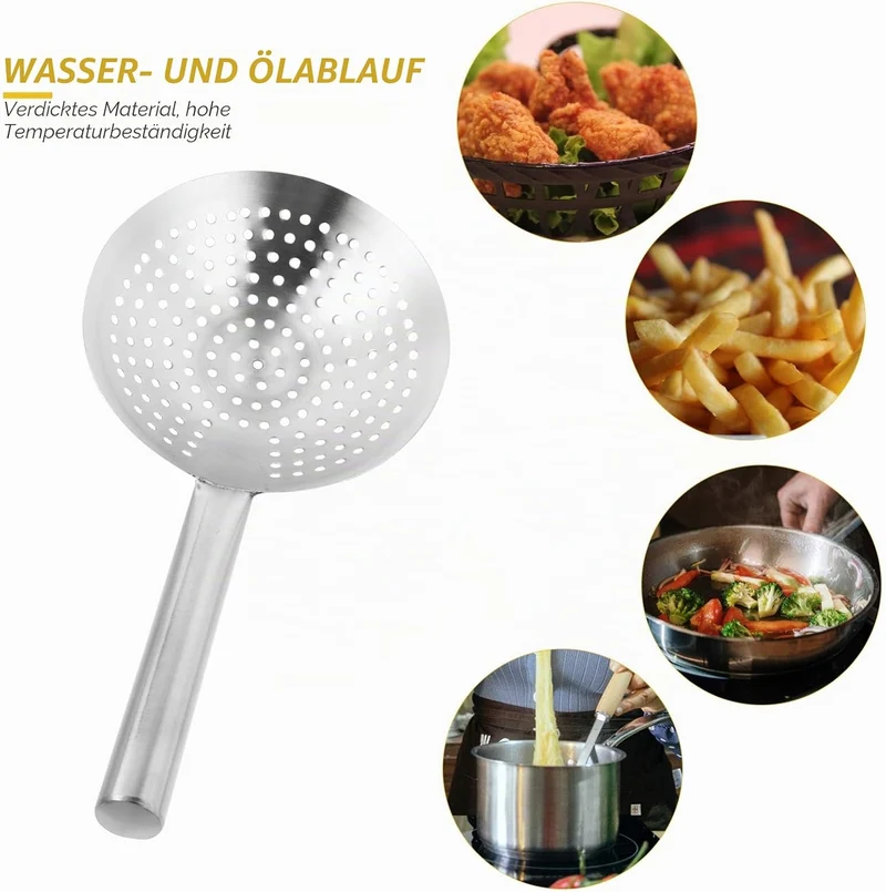 Housoutil Skimmer Küche Schaumlöffel Edelstahl Abseihlöffel Schaumkelle Ölfilter Löffel Schlitz Löff