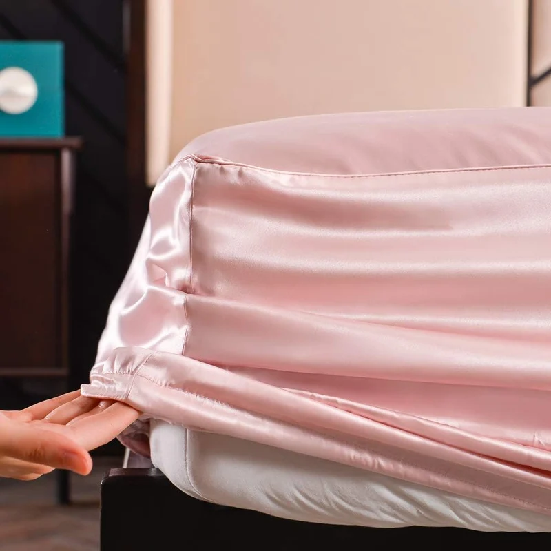 THXSILK Seide Spannbettlaken Spannbetttücher Seide Bettlaken 100% Maulbeerseide 19 Momme mit Rundumg