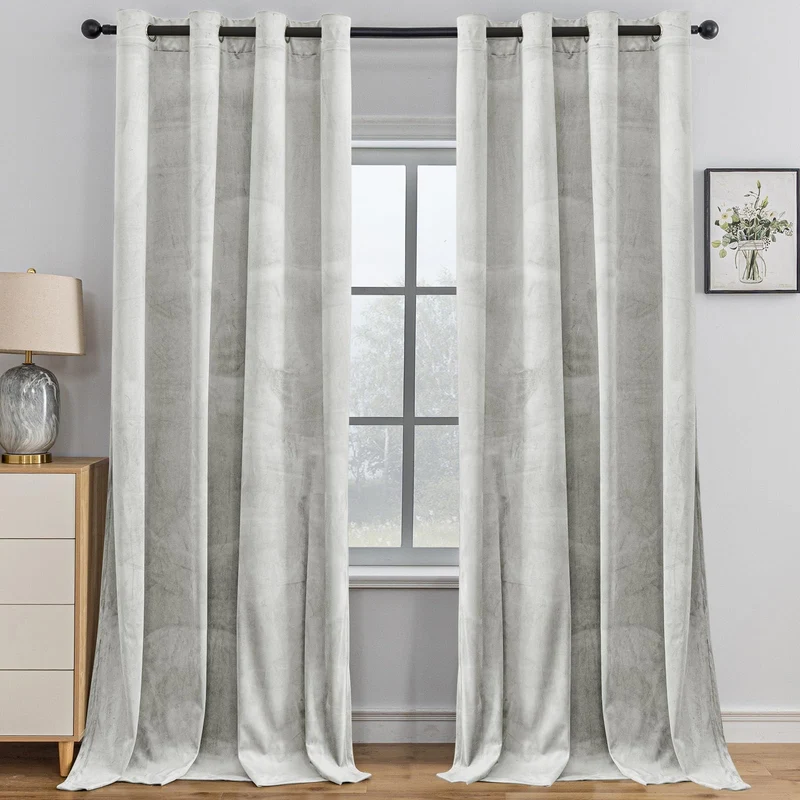 YSTELLAA Samtvorhang 2er Set, Gardinen Vorhänge, 117×137cm, Verdunklungsvorhänge Schlafzimmer Mit Ös