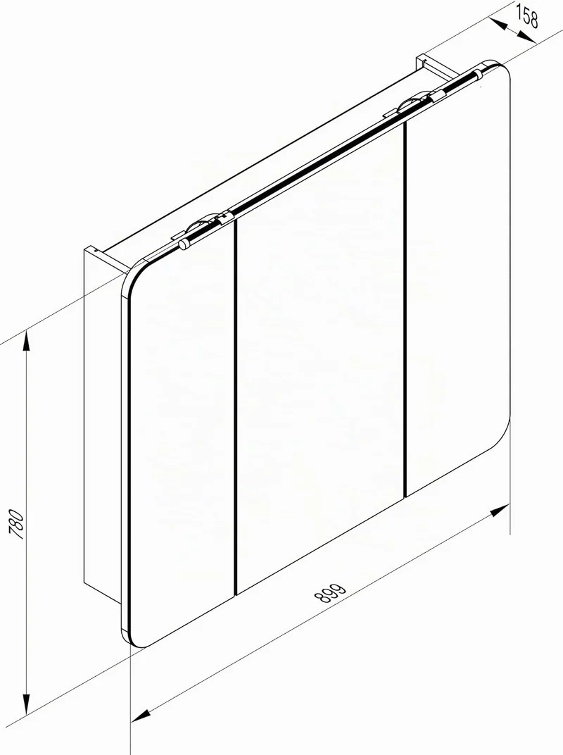 FACKELMANN Milano Spiegelschrank mit LED-Beleuchtung – Alibertschrank 3-türig fürs Badezimmer (90 cm